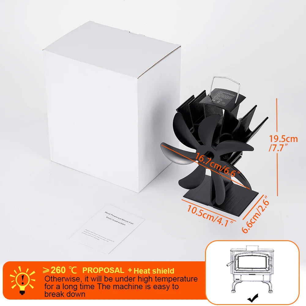 7-Blade Heat Powered Stove Fan