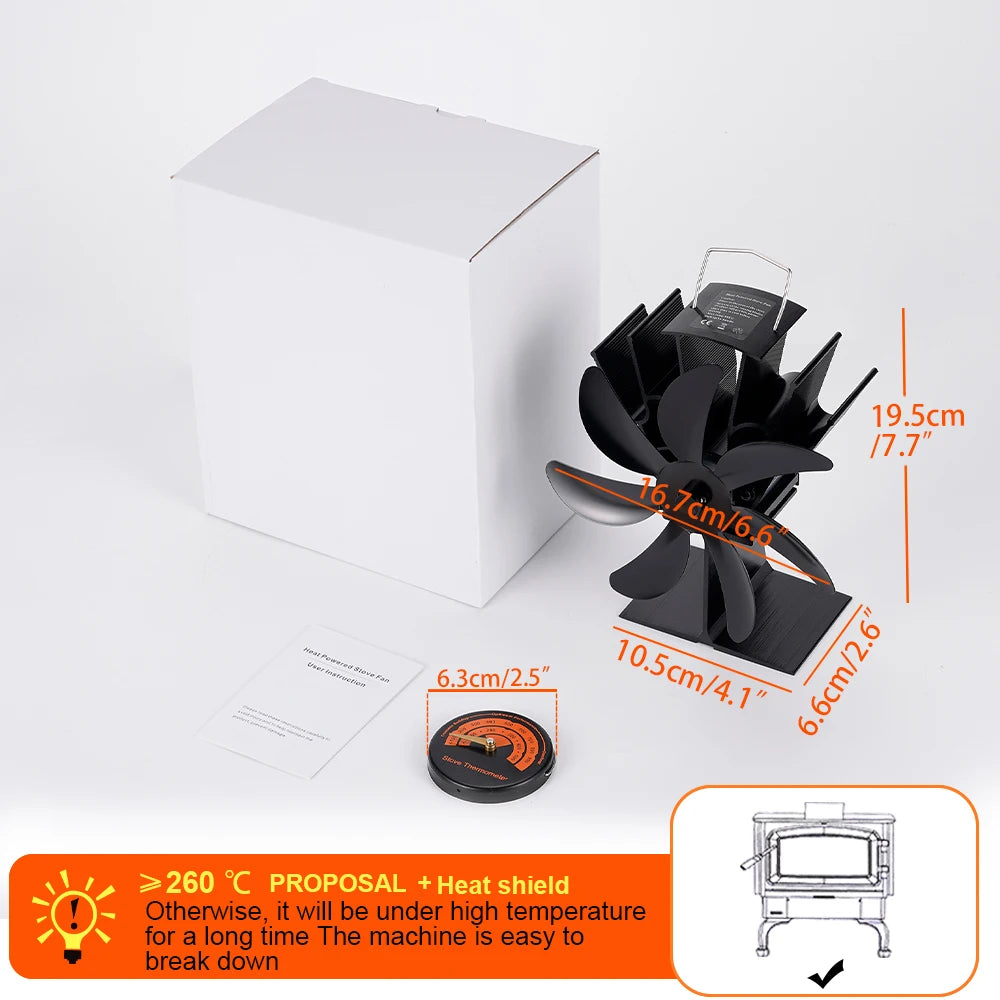 7-Blade Heat Powered Stove Fan