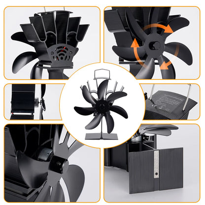 7-Blade Heat Powered Stove Fan